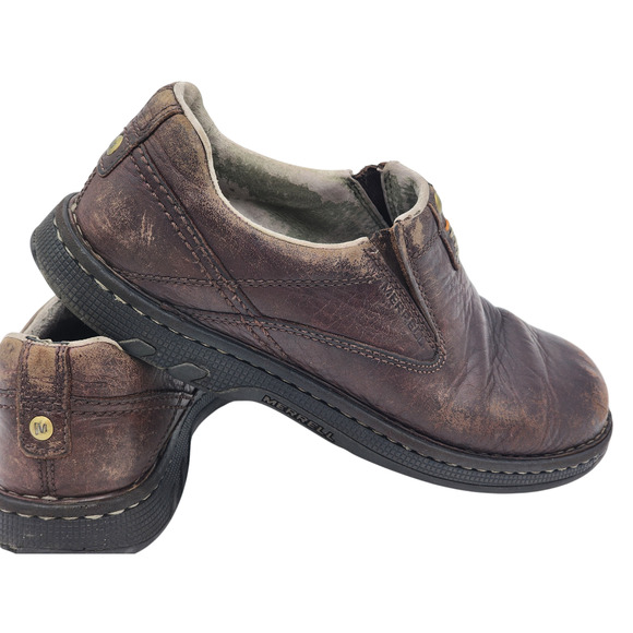 Merrell Shoes Mens 9.5 Slip On Leather Legend Stollen Passport Loafer Ortholite - Picture 1 of 16